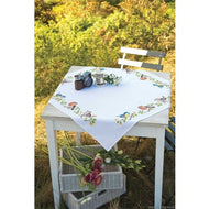 Chicken Family Stamped Cross stitch Tablecloth Kit by Vervaco - PN-00150558
