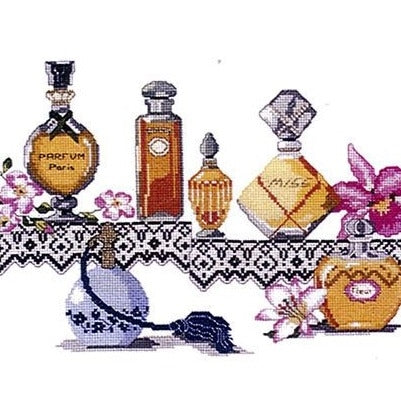 Perfume Bottles Counted Cross Stitch Kit by Royal Paris