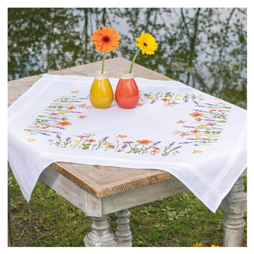 Lavender and Field Flowers Embroidered Table Cloth by Vervaco - PN0199508