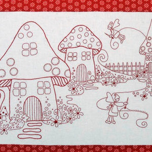 Stitching Fairies Redwork Panel by Rosalie Dekker Designs