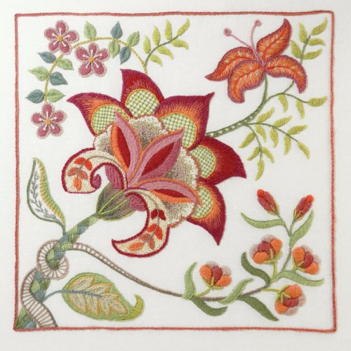 Scarlet Glory Crewelwork Embroidery Kit by Anna Scott