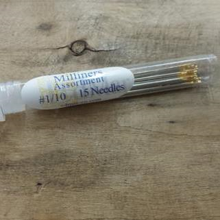 Milliners Assortment Gold Eye Needles Size 1/10