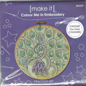 Colour Me in Embroidery Peacock Art Kit by Make It