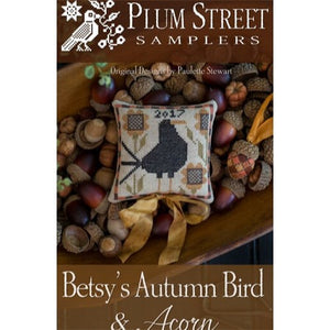 Betsy's Autumn Bird And Acorn by Plum Street Samplers Cross Stitch chart