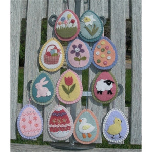 Wool Easter Ornaments Felt Applique Pattern by Under the Garden Moon