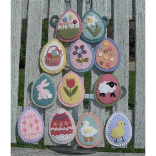 Wool Easter Ornaments Felt Applique Pattern by Under the Garden Moon