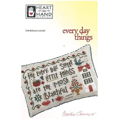 Every Day Things Cross Stitch Chart with Embellishments by Heart in Hand