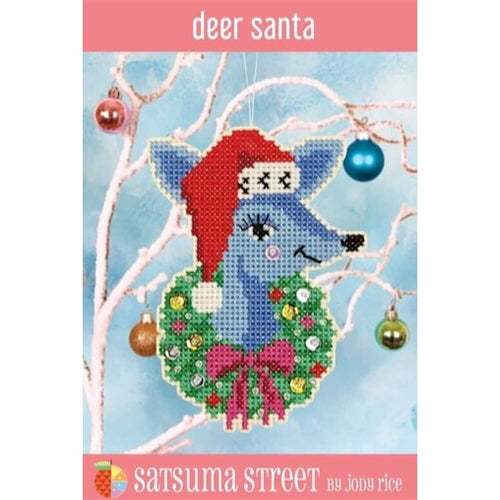 Deer Santa Cross stitch Ornament Kit by Satsuma Street