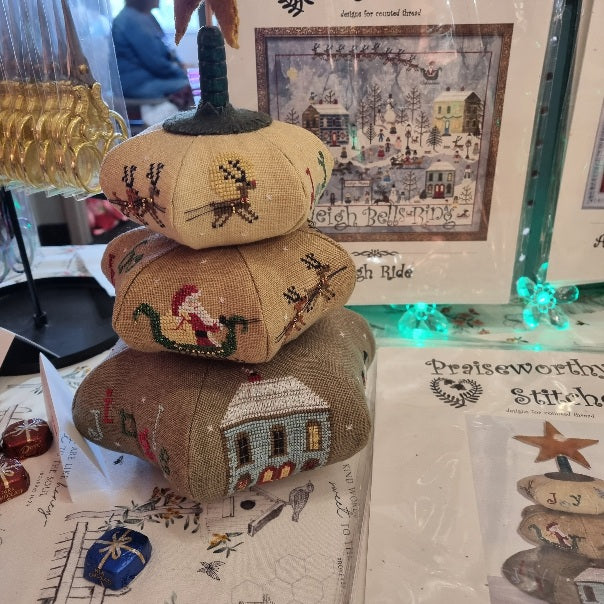 Holly Jolly Stacker Cross Stitch Chart with Spool by Praiseworthy Stitches