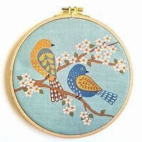Birds and Blossoms Printed Linen Embroidery Kit by Corinne Lapierre