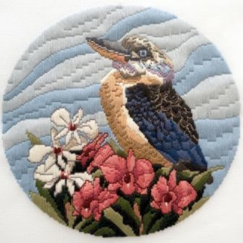 Blue Winged Kookaburra Longstitch Kit by Helene Wild