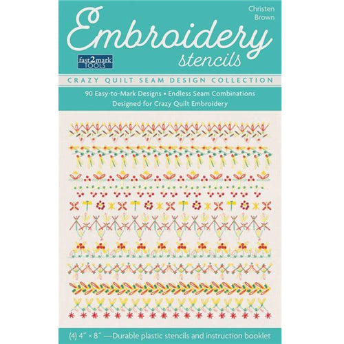 Crazy Quilt Seam Design Collection Embroidery Stencils by Christen Brown