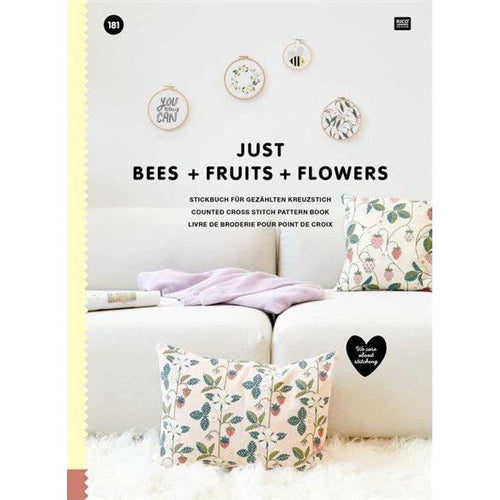 Just Bees Fruits Flowers Cross Stitch Book by Rico - Book 181