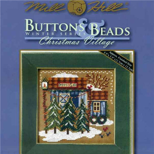 Tree Farm Beaded Cross Stitch Kit Buttons and Beads by Mill Hill