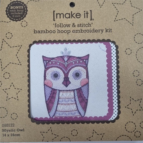 Mystic Owl Bamboo Hoop Embroidery Kit