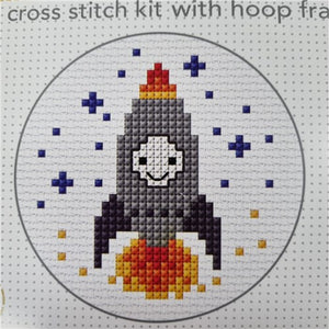 Cross Stitch Rocket Kit by Create Handmade - With hoop