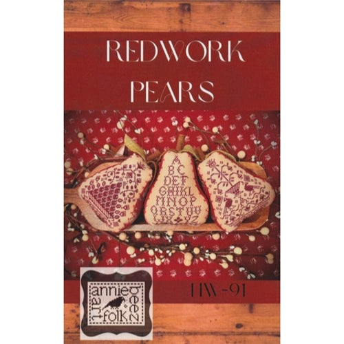 Redwork Pears Cross Stitch Chart by Annie Beez Folk Art