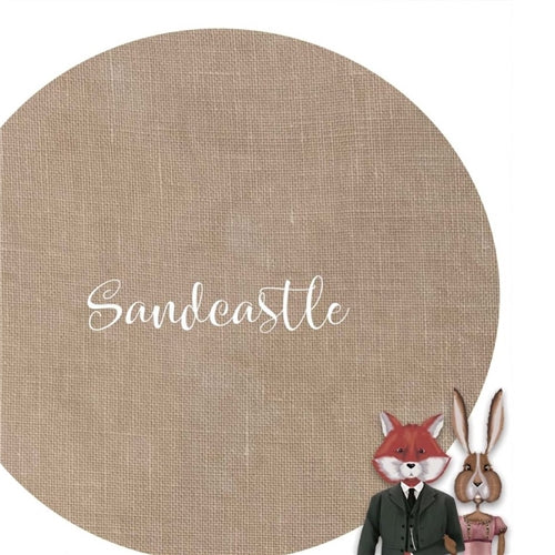 36CT Fox and Rabbit Hand Dyed linen Sandcastle Fat Half Yard