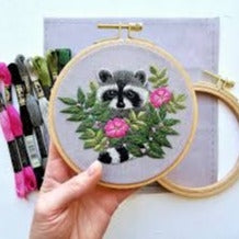 Racoon embroidery kit by Jessica Long