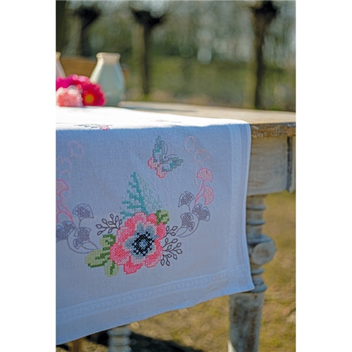 Pastel Flowers Cross Stitch Runner by Vervaco - PN0195363