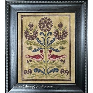 1750 Lancaster Country Fraktur Cross Stitch by Three Sheep Studio