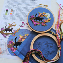 Mini Black Cat & Full Moon Embroidery Kit by Jessica Long Embroidery