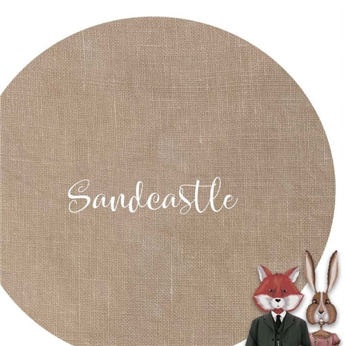 46CT Fox and Rabbit Hand dyed linen Sandcastle Fat Half Yard