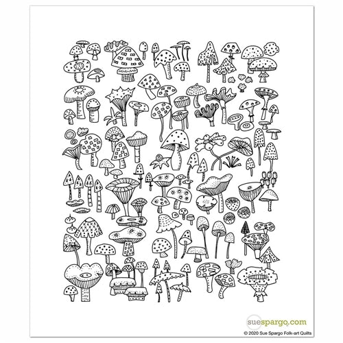 Shroom Boom Belgian Linen Embroidery Panel by Sue Spargo