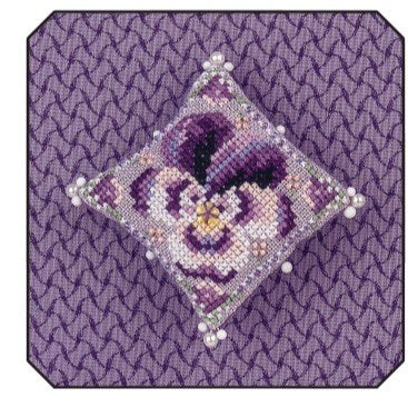 Pansy Petals Petite Flower Cushion with Embellishments
