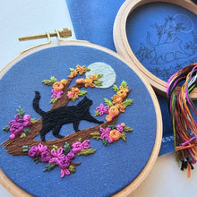Mini Black Cat & Full Moon Embroidery Kit by Jessica Long Embroidery