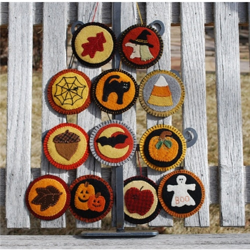 Wool Halloween and Fall Ornaments Pattern by Under the Garden Moon