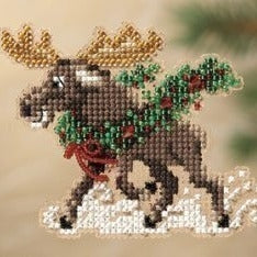 Merry Moose Beaded Cross Stitch Kit by Mill Hill