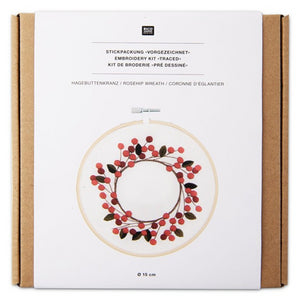 Embroidered Rosehip Wreath Kit with Hoop by Rico