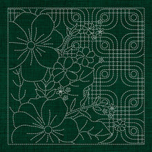 Australian Blossoms Geometric Sashiko Panel by Sashiko Australia
