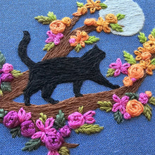Mini Black Cat & Full Moon Embroidery Kit by Jessica Long Embroidery