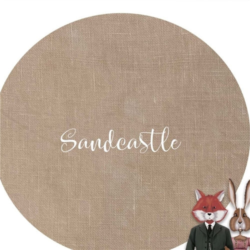 56CT Fox and Rabbit Hand Dyed Linen Sandcastle Fat Half Yard
