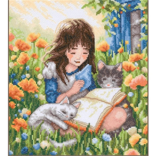 Relaxing in the Garden Cross Stitch Kit by Vervaco