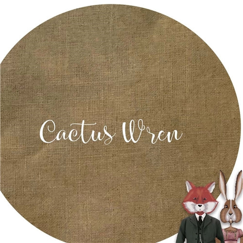 46CT Fox and Rabbit Hand dyed linen Cactus Wren Fat Half Yard