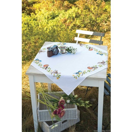 Garden Birds Counted Cross stitch Tablecloth Kit by Vervaco - PN-0013042