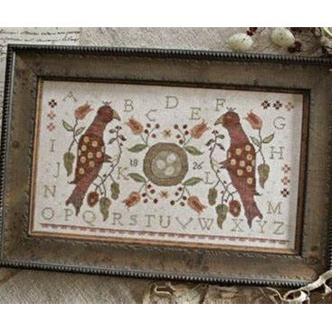 Red Bird Fraktur Cross Stitch Chart by With Thy Needle (Brenda Gervais)