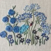 Blue Garden with ladybird Embroidery Kit by Roseworks Designs