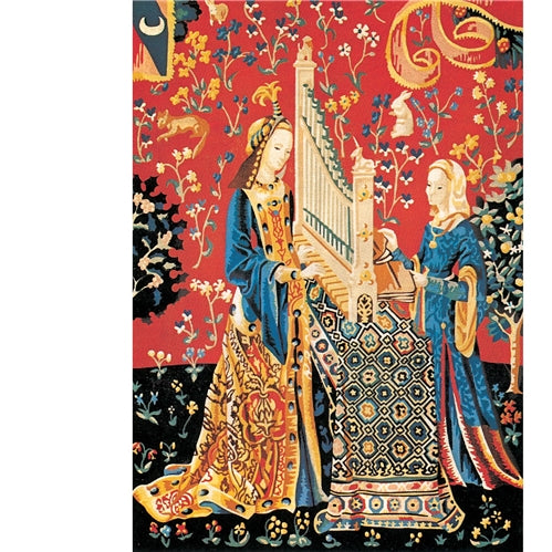 La Dame a La Lacorne, L' Ouie (The Lady and the Unicorn) Tapestry Canvas by Margot Creations153.1137