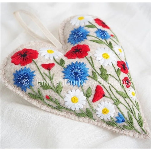 Elizabeth Felt Heart  Embroidery Kit by Hannah Burbury