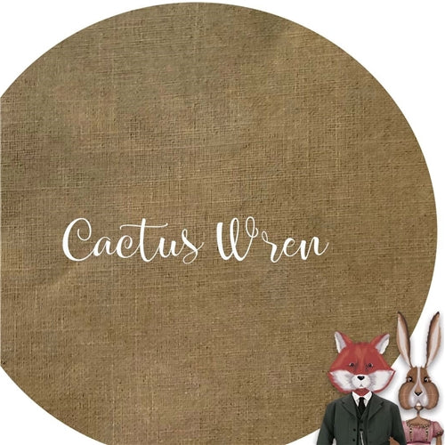 56CT Fox and Rabbit Hand Dyed Linen Cactus Wren Fat Half Yard