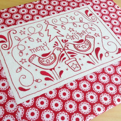 Merry Christmas Stitchery Panel by Rosalie Dekker Designs