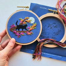 Mini Black Cat & Full Moon Embroidery Kit by Jessica Long Embroidery