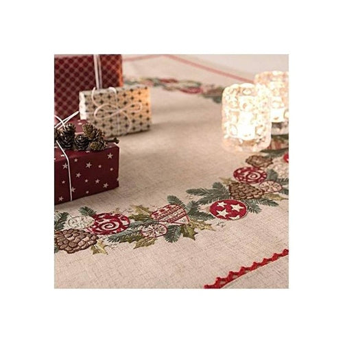 Embroidered Christmas Wreath Table Cloth Kit by Rico -31204