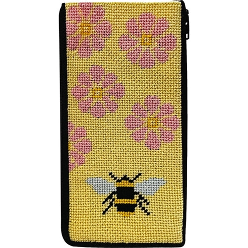 Flowers and Bee Stitch & Zip Eyeglass Case by Alice Peterson Co