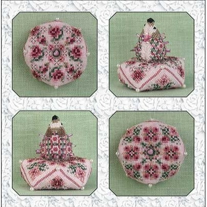 Hetty's Rose Garden Biscornu and Hedgehog by Just Nan