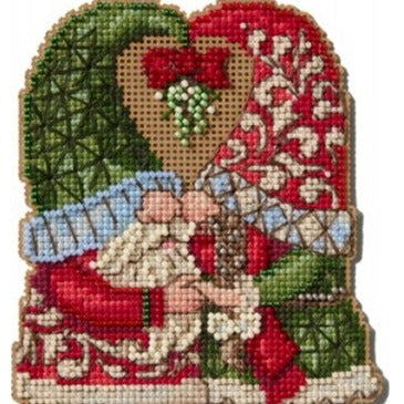 Mistletoe Couple Gnomes Jim Shore Cross Stitch Ornament Ornament Kit by Mill Hill